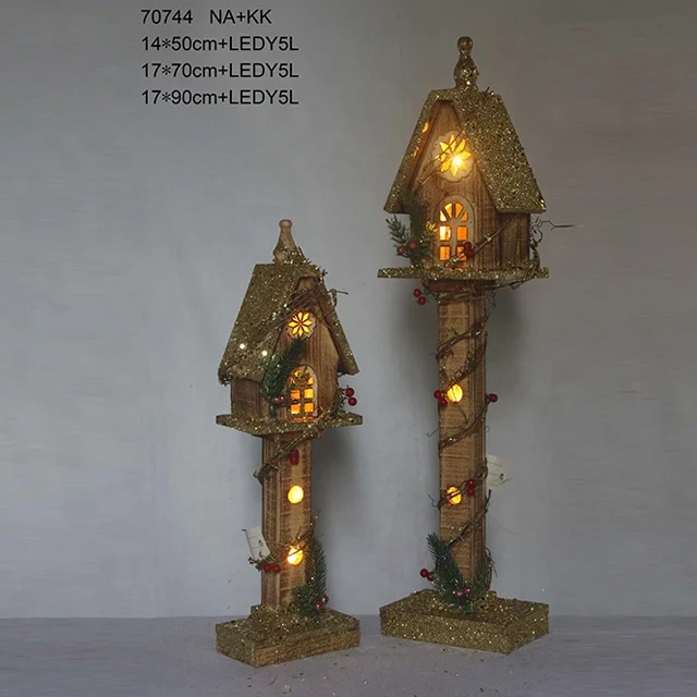 new design wood Christmas  led  camping lantern lamppost  light for festival decoration
