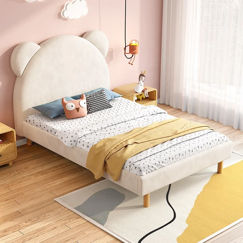 Cartoon Bear Shape Children Soft Comfortable Solid Wood Bed