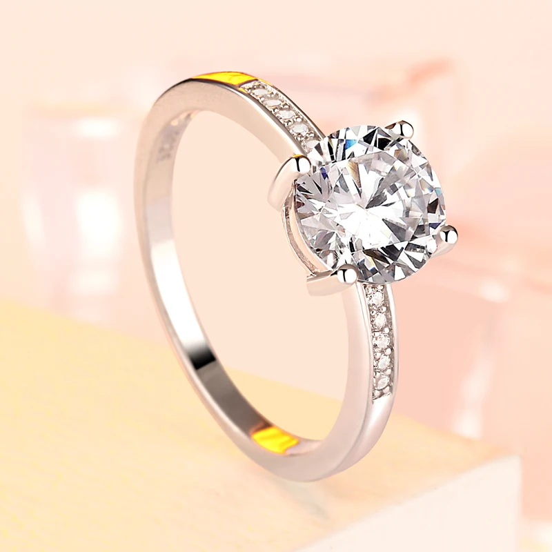 SKA ювелирные изделия 925 Серебряное кольцо с белым 18K позолоченные CZ обручальные кольца украшением в виде кристаллов для