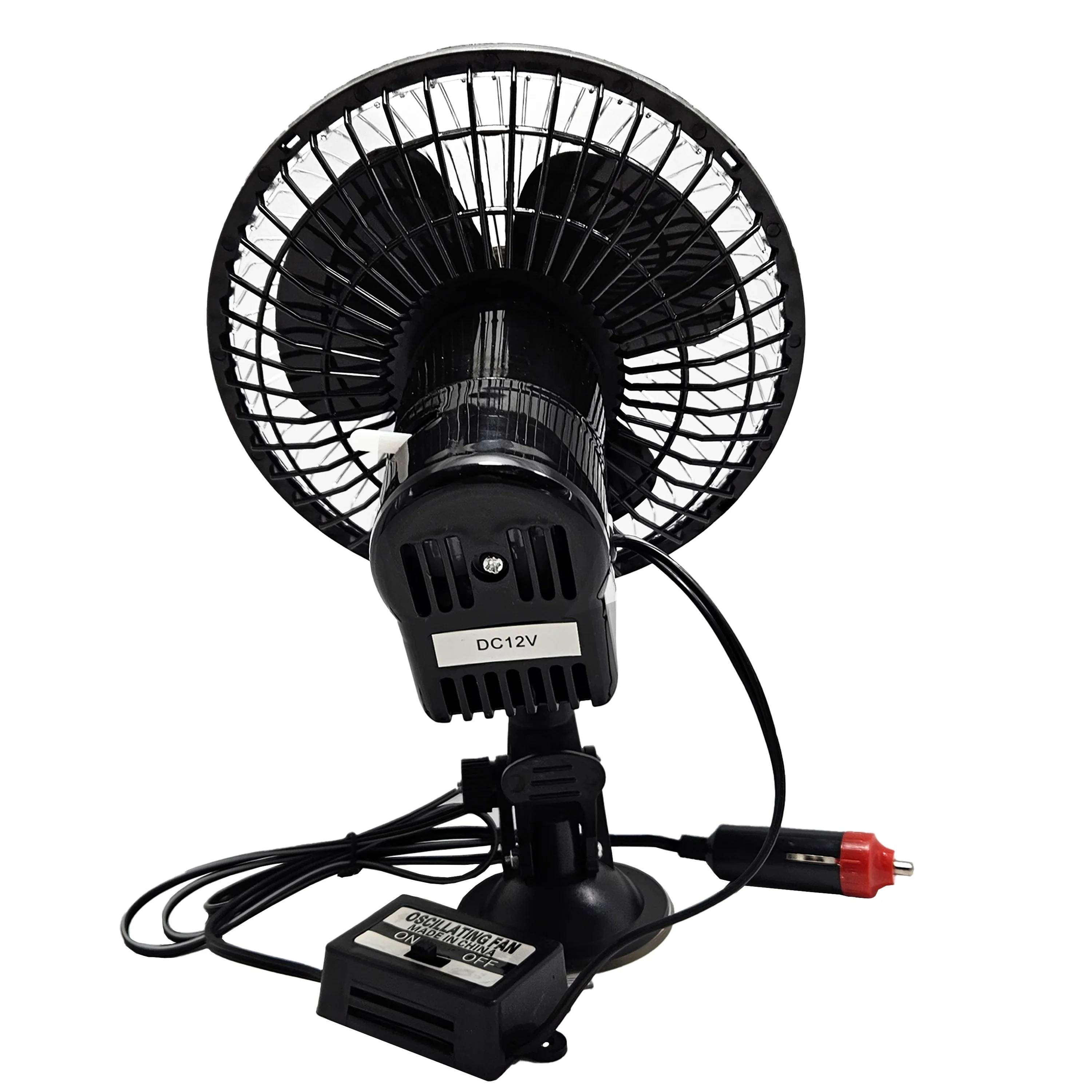 12V/24V, 6-inch plastic fully enclosed black fan, powerful and quiet, can be used as a fan in the car.