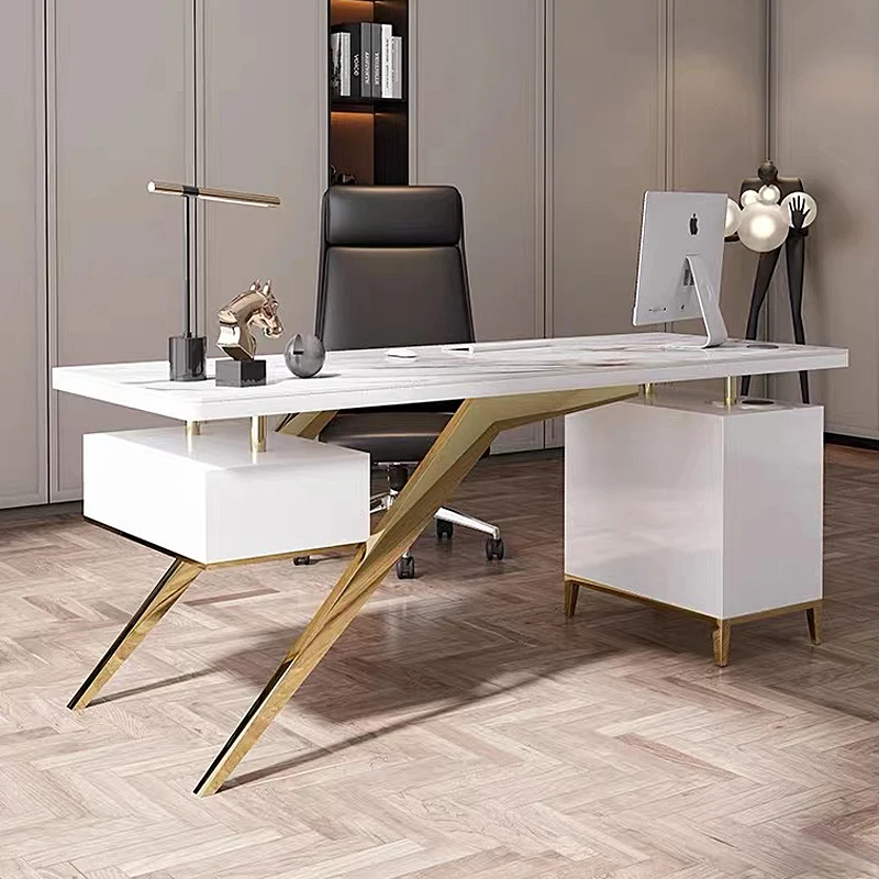 Modern Marble Table Office Desk Furniture with Drawer boss Cabinet Home