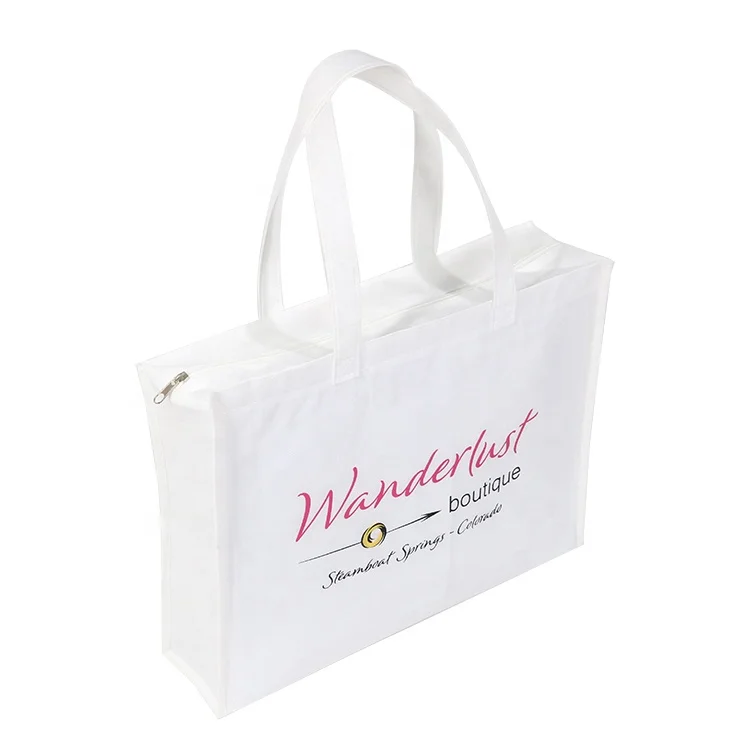 Fashion Durable Customized Logo Grocery  Carry Tote PP Non Woven Shopping Bag With Zipper