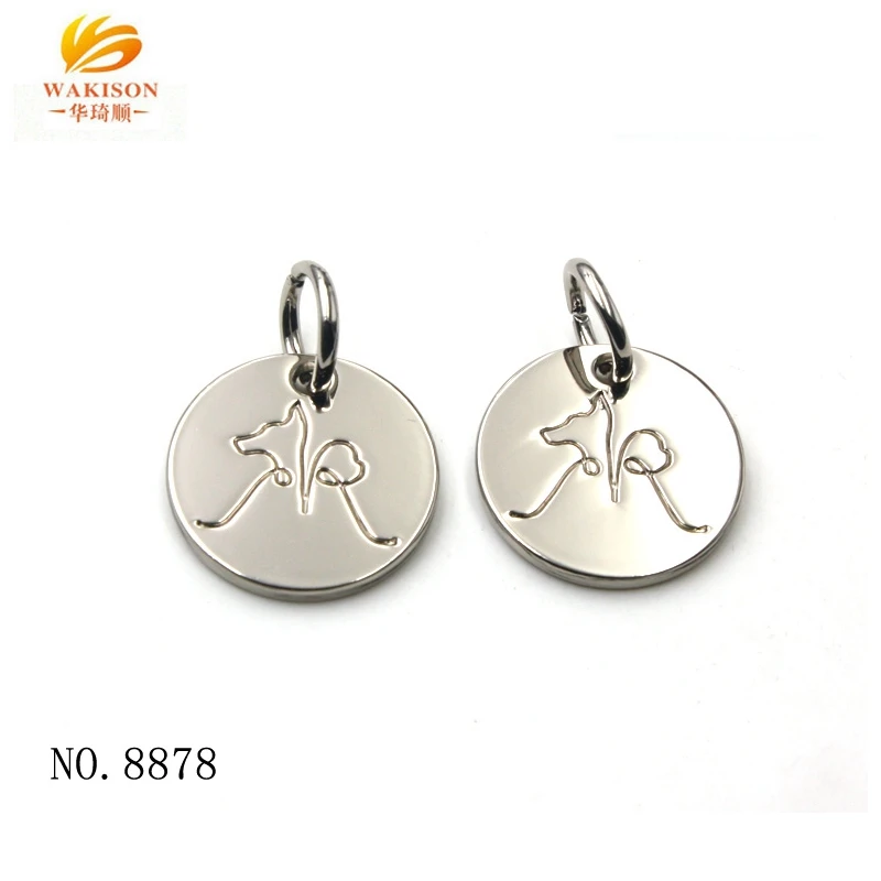 Wakison metal accessories factory custom engrave logo and blank round metal tags