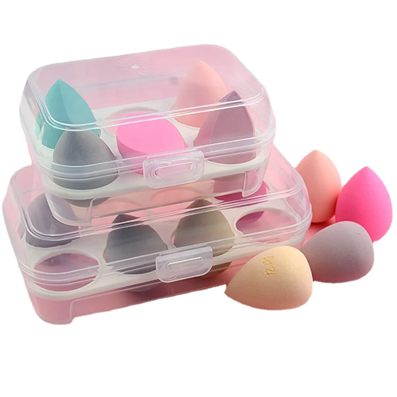 Blender Organizer Box Makeup Egg Container Empty Transparent 4 Capacity Beauty Sponge Storage Cosmetic Puff Box for Women