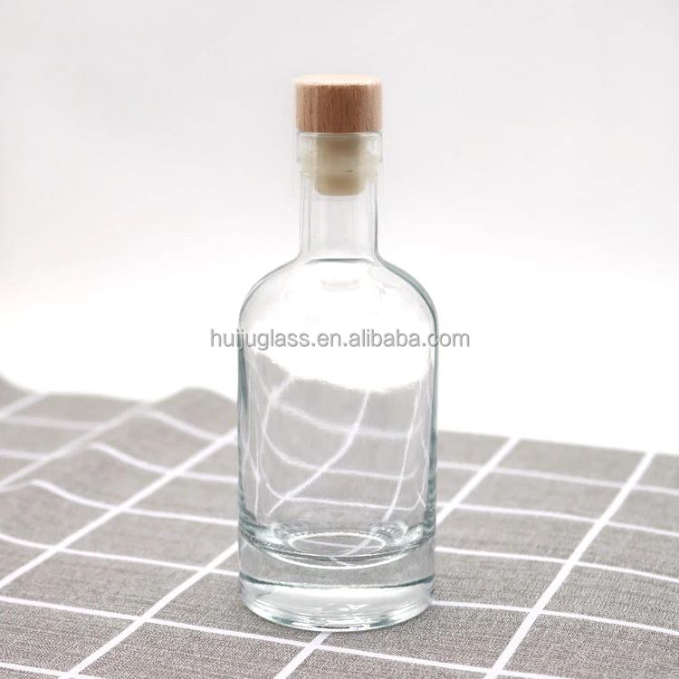 100ml 200ml 375ml 500ml 750ml 1000ml Luxury clear cork top liquor spirits rum vodka whiskey tequila gin glass bottles