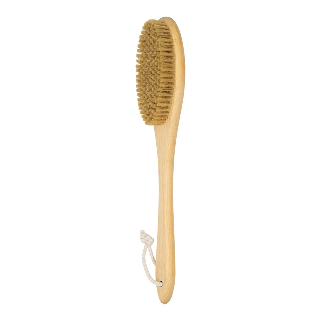 Custom dry massage brush with long wooden handle & natural boar bristle/ Scrubbing brush for scalp massage