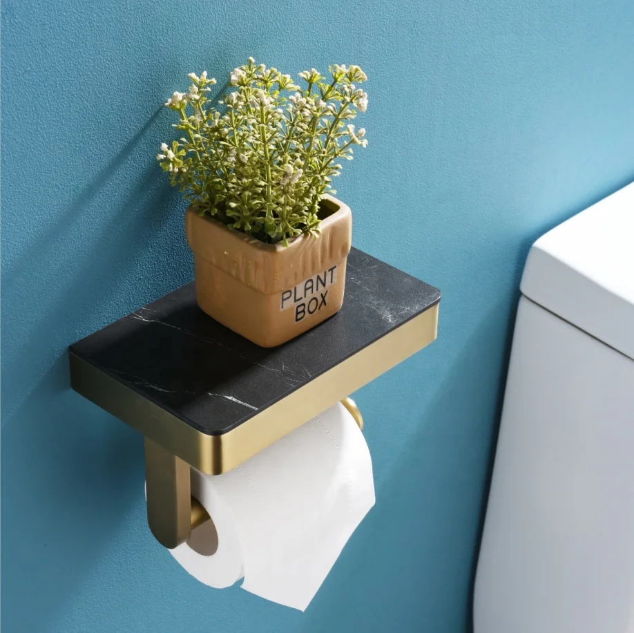 Duxini Marble Slab Modern Gold Wall Mounted Toilet Hotel Paper Towel Dispenser Wholesale Price Bathroom Tissue Rack Roll Holder