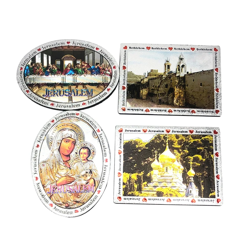 Modern Design Customized Travel Souvenir Style Aluminum Foil Fridge Magnets Resin Material Magnetic Sticker Home Tourist Theme