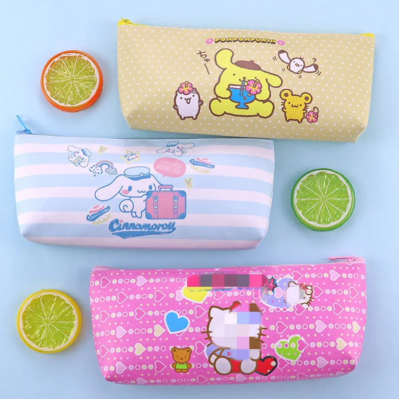 Factory New Cartoon Sanrioo Pencil Box Single Layer Pu Leather School Pencil Case Stationery Storage Bag