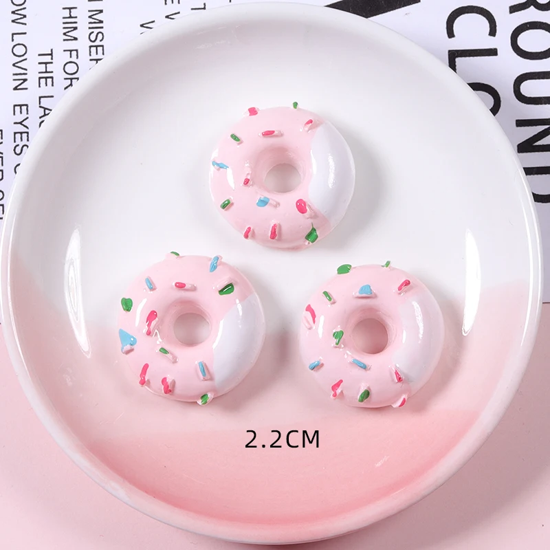 Colorful 2cm mini  Kawaii Donut  kawaii Resin charms DIY earrings phone case decoration pendant  hairpin can add hook