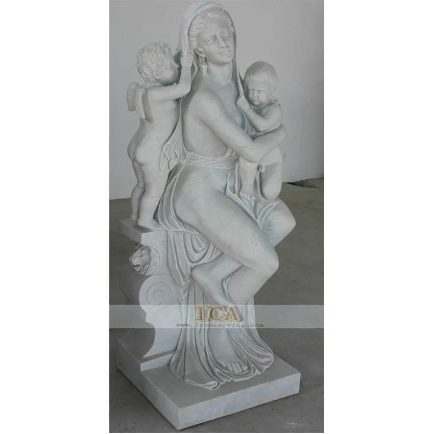 Garden Decoration Natural Stone White Marble Stone Virgin Mary Statue For Sale
