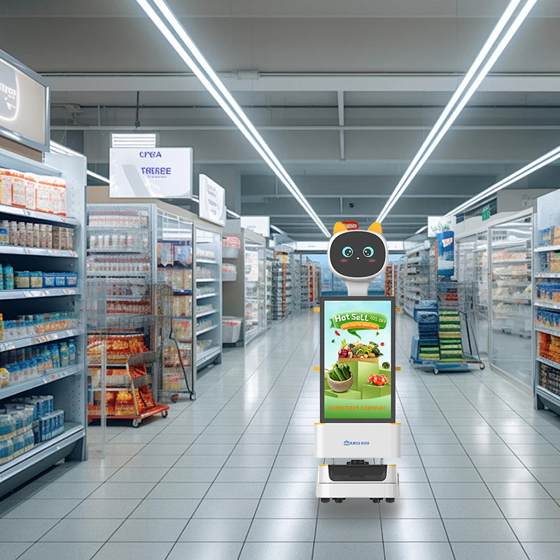 Android LCD Display Precision Marketing Advertising Robot With AI Interaction Digital Screen For Supermart Advertising