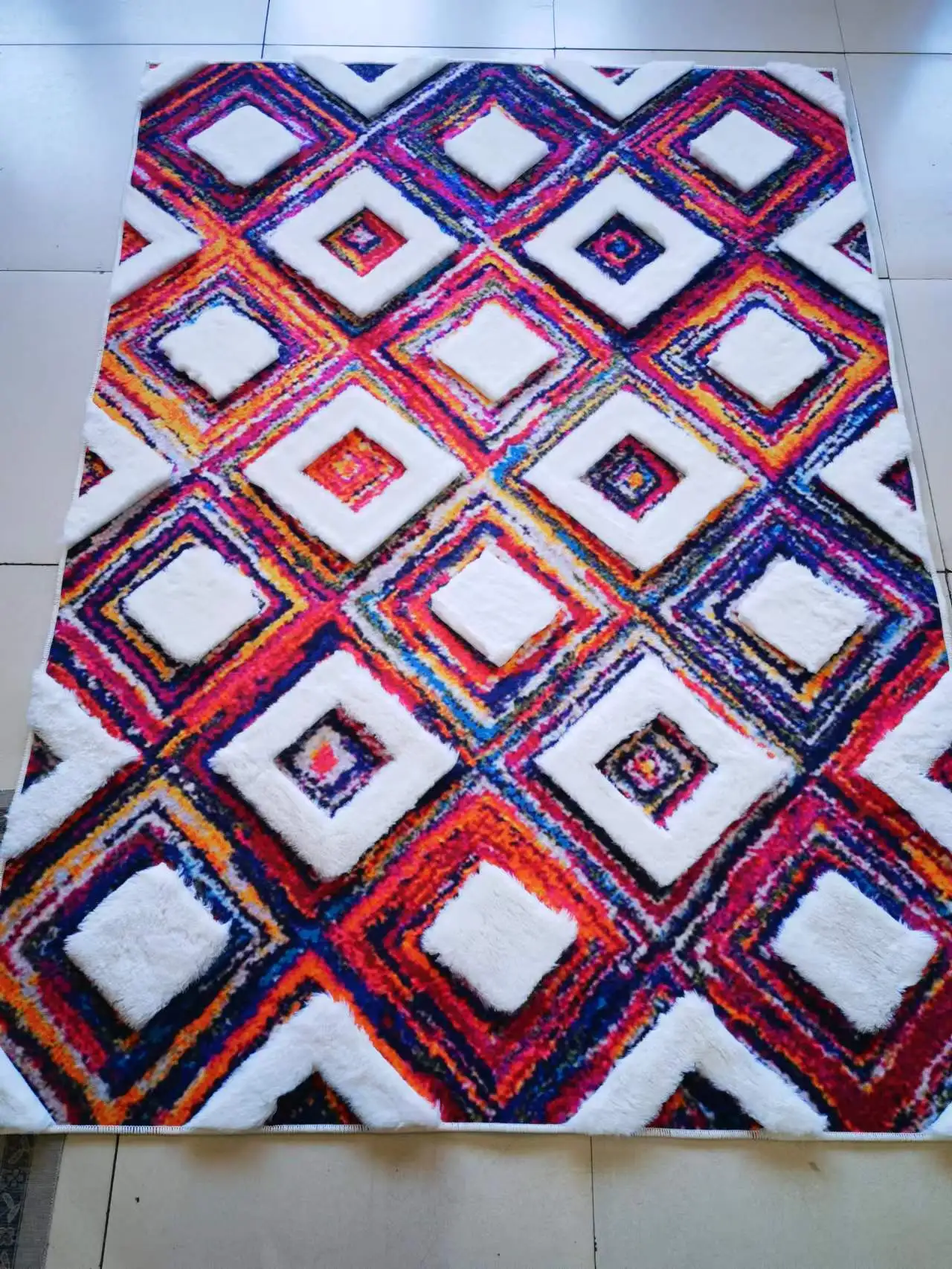 Moroccan White Fluffy Beni Ourain Hand Knotted Rug Woolen Custom New Rug Natural Fibers Carpet