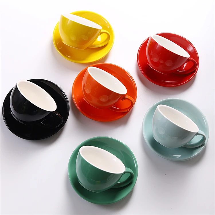 Factory direct sell multiple color cheap classic espresso cappuccino coffee cup saucer