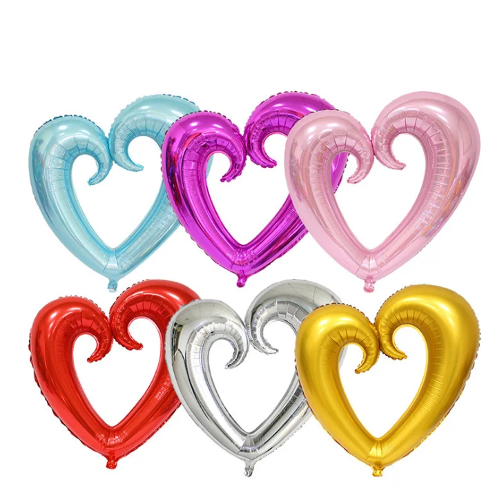 43 inch XO hook heart aluminum foil balloon birthday party wedding Valentine Day decoration Hollowed out heart balloon wholesale
