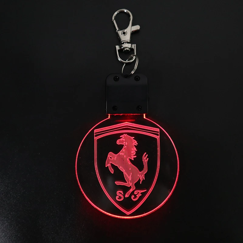 recharging 3d hologram led keychain acrylic key ring 7color change usb promotion items optical 3d lamp for business