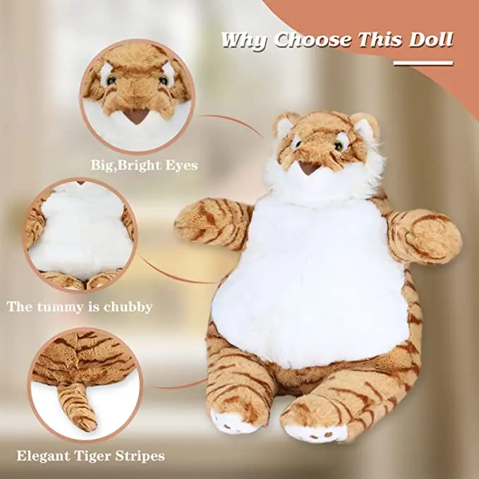 Adorable Chubby Tiger Plush Gift for Kids Children Super Soft Tiger Hugging Pillow Giant Tiger Stuffed Animal Plush Toy
