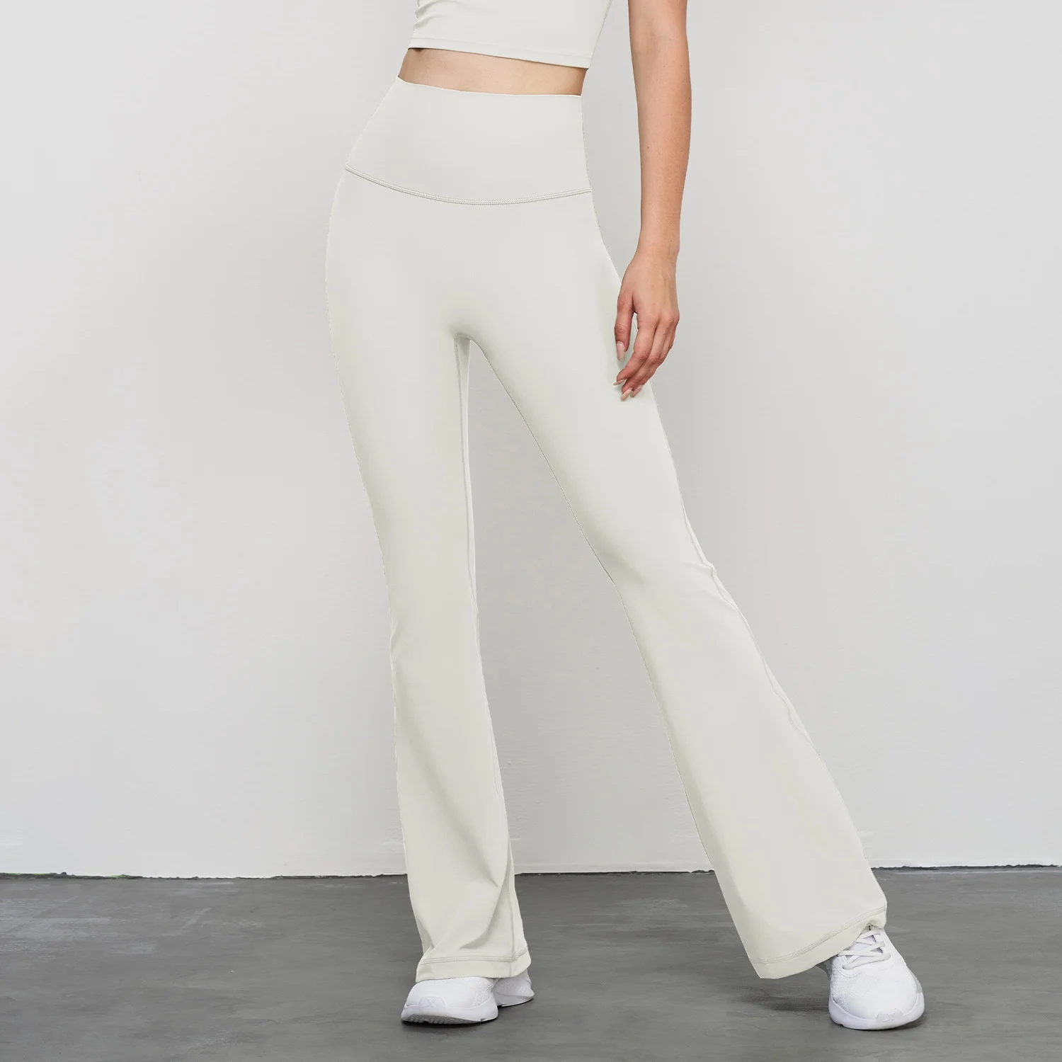 Best Price New Naked Feel Fitness Peach Butt No T Line Split Bottom Workout Clothes Flare Pants For Women