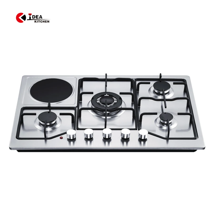 IDEA Kitchen Appliances 5 Burner Built In Electric And Gas Hob Stove Gas Cooker Cooktop Household Stainless Steel Gas Stove
