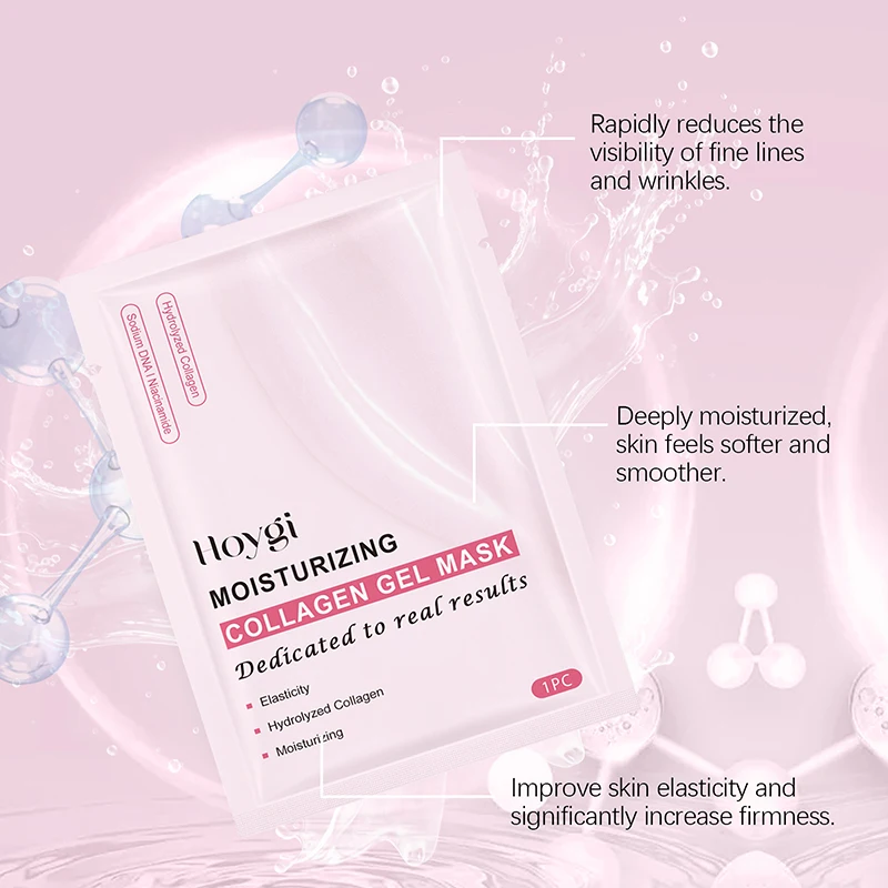 Ready-to-Sell Color Box Package 4 Pieces Pink Collagen Gel Mask