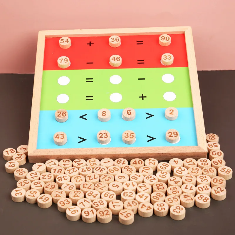 Wooden Montessori Math Hundred Board 1-100 Number Counting Toy Montessori Math Game Board for Kids