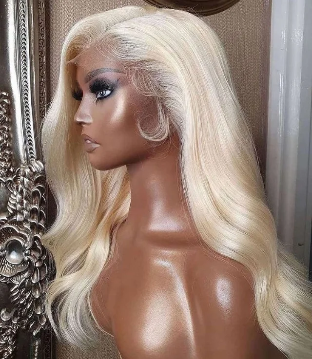 Wholesale #613 Wig 100% Natural Virgin Brazilian Hair Lace Frontal Wig Body Wave WIg 10A+ Grade Blonde Hair Bleached Knots