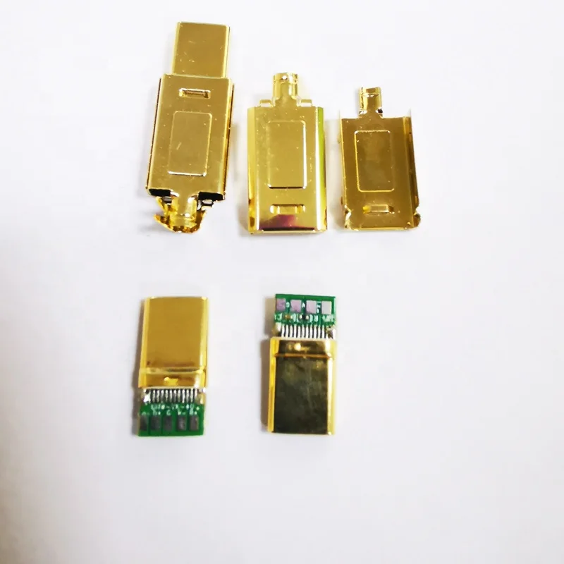 Usb Connector Cover Metal Solder A 3.1 Usb-c 4P 4 Pin Welding 4Pin Gold Plated 2.0 Type-c Male Diy Type Usb C Connector Housing