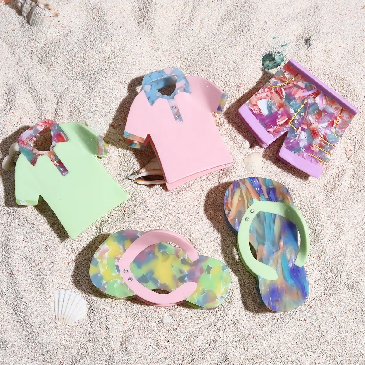 personalized acetate hawaiian summer hair claw custom acetate shape hair clip claw for summer holiday