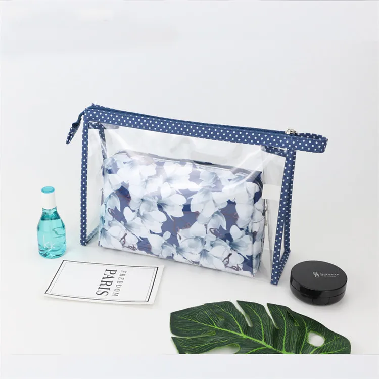 New arrival design waterproof PVC polyester toiletries organize 3pc set 1 travel cosmetic bag