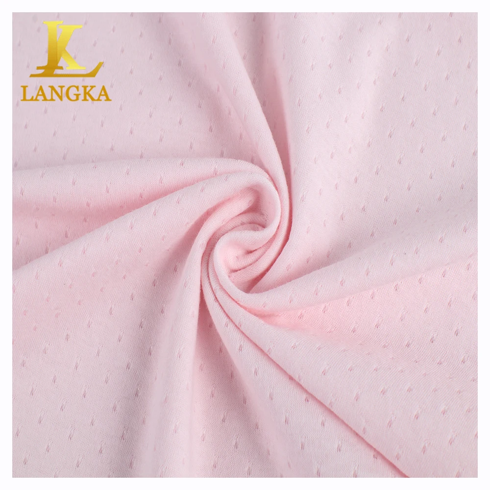 Langka sports textile knitted solid color 100% organic cotton mesh fabric