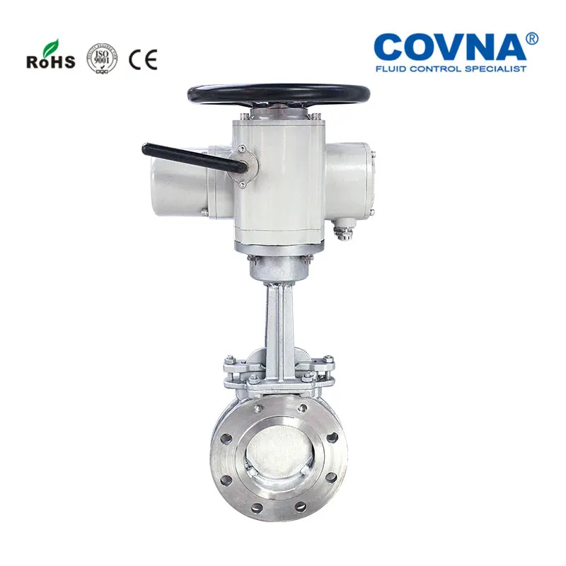 COVNA 12in IP68 Flange Cast Iron Multi-Turn Electric Motorized Actuator Knife Gate Valve