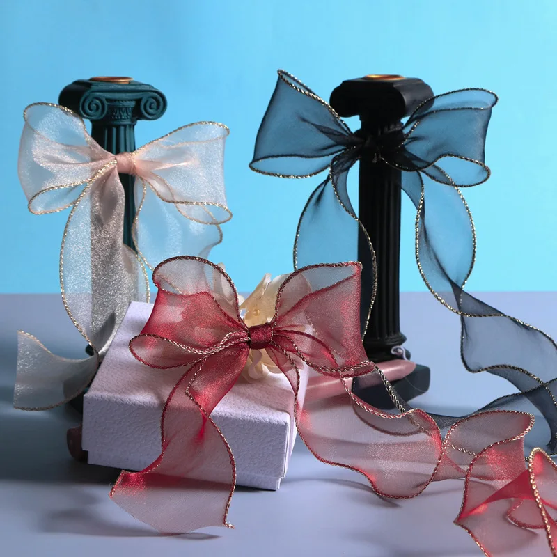 (10Yards/roll)40 mm Wave Silk Organza ribbon Bow material for hair ornament gift wrapping decoration lace ribbons