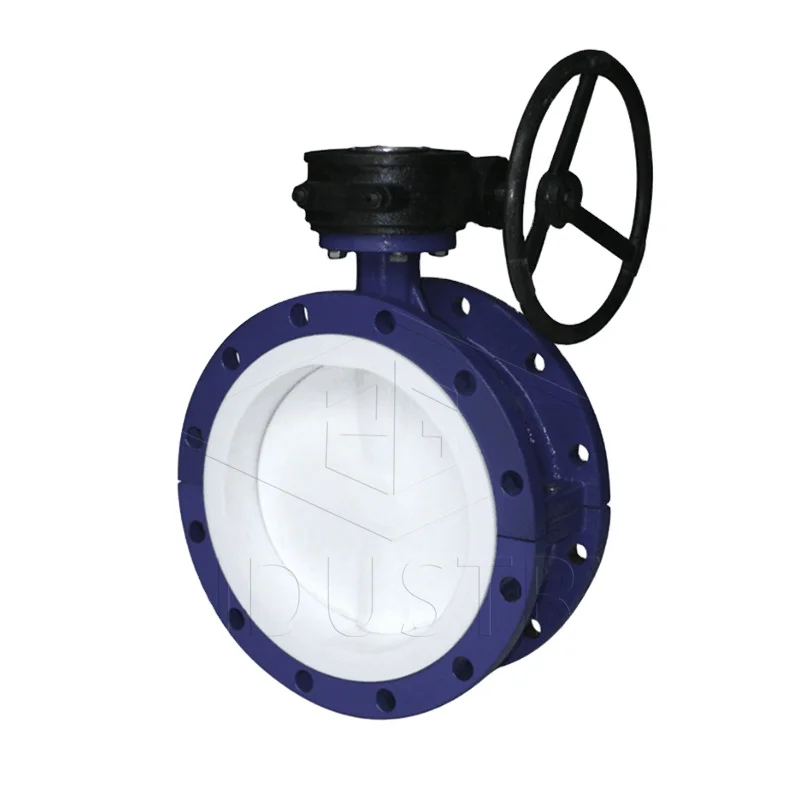 Ductile Iron PTFE Fully Lined Flange Butterfly Valve hard seal butterfly valve