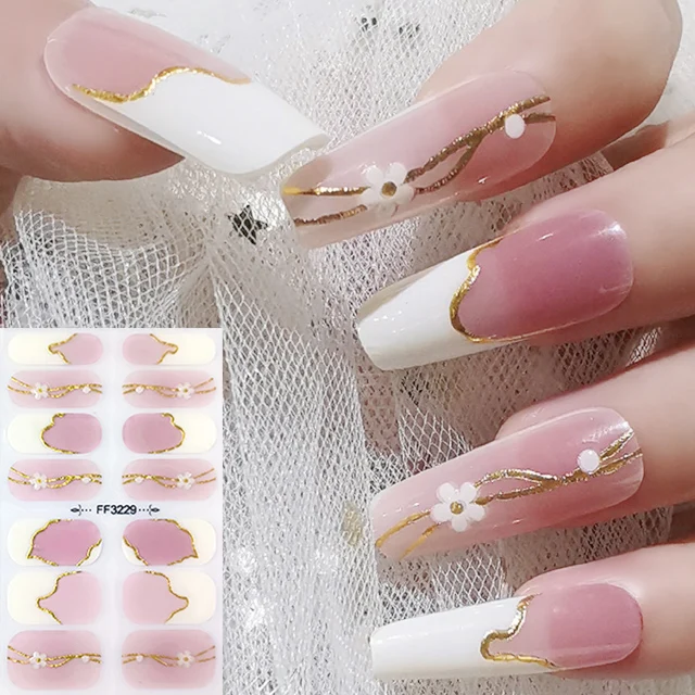 factory supply Nail Art Stickers colorful 3D nail stripes Wholesale supplies flower heart pattern stickers nails for girls