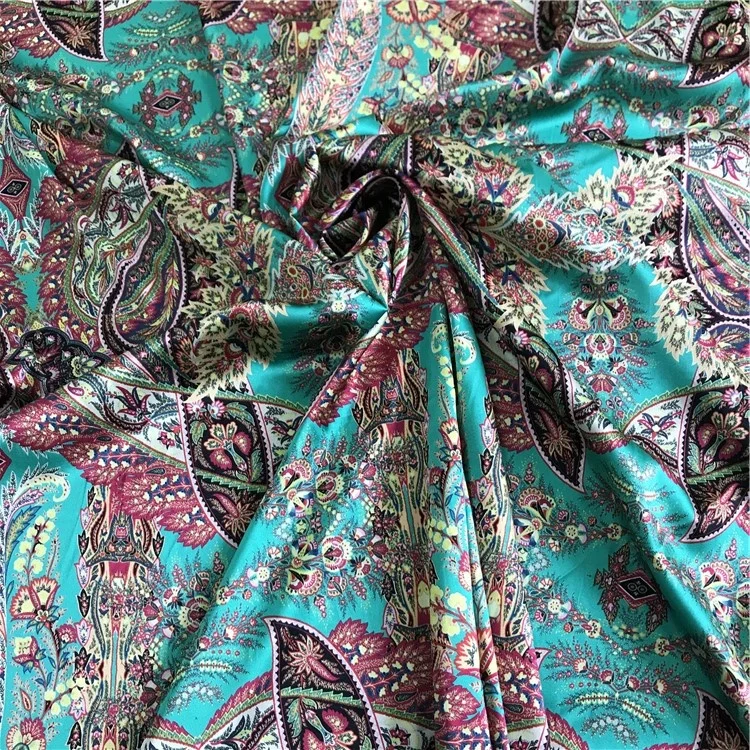Ткань с принтом пейсли, шелк, вискоза, спандекс, ткань 16 мм, вискозная ткань