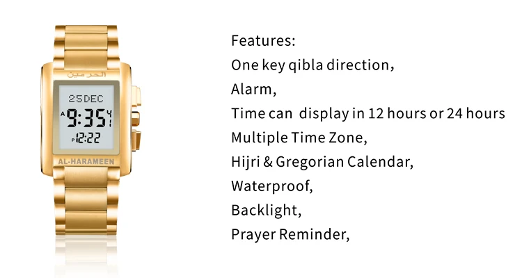 2019 hot sell digital watch al harameen watch prayer azan watch HA-6208 for islamic men