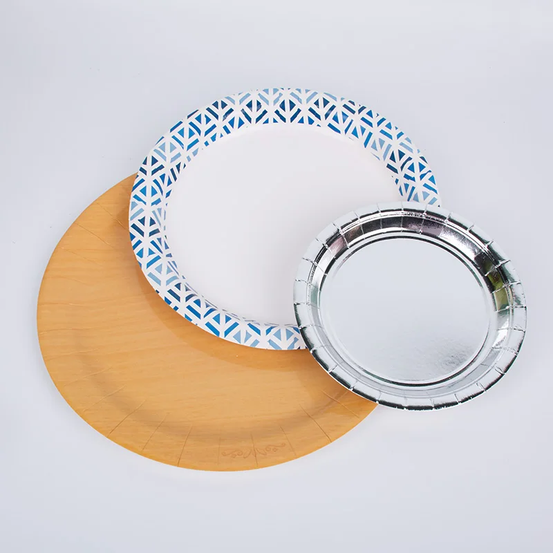 Good Material 6 Inch 7 Inch 9 Inch 10 Inch Custom Printing LOGO Kraft Disposable Paper Plates For Party