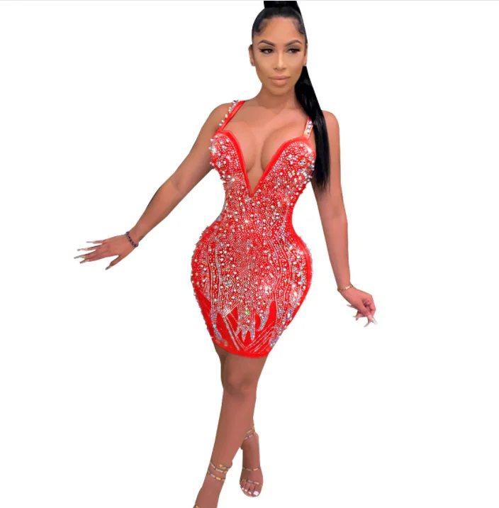 Stock Ready for Ship Fashion Women Party Clothing Evening Night Cub  Wear Sexy Party  Dress