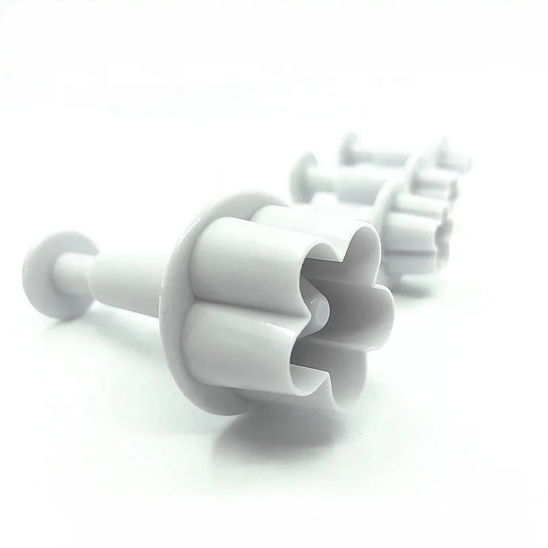 DIY Popular 3pcs Little Flower Shape Plastic Plunger Fondant Cutter Set Cake Decorating Tools