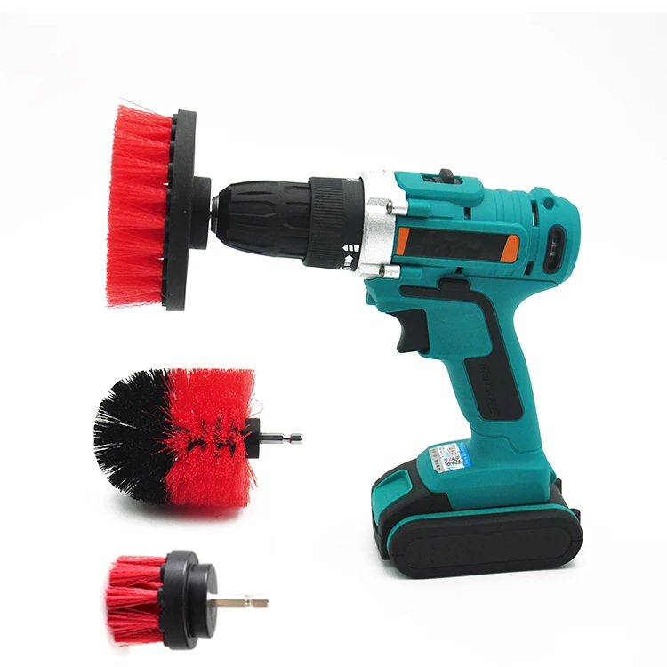 nylon wire electric drill brushes PVC/PP drill cleaning brush set for car cleaning