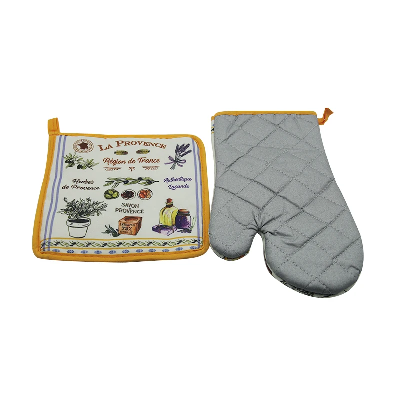  Wholesale 100% cotton printing heat resistant oven mitts and pot