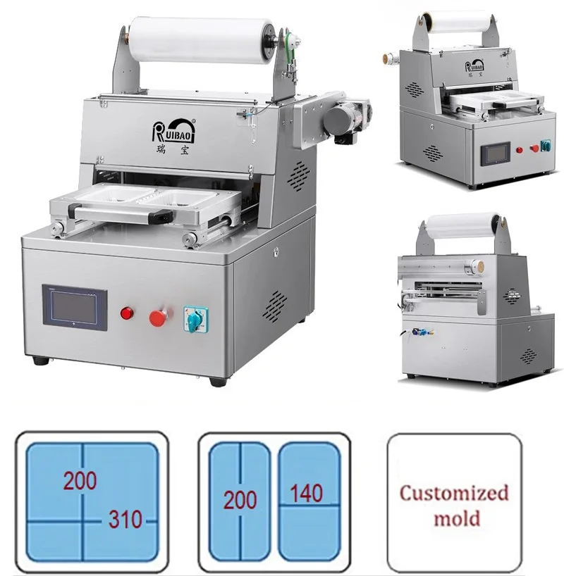 tabletop food tray sealer sealing machine meat vaccum sealer machine nitrogen flush for salad soup