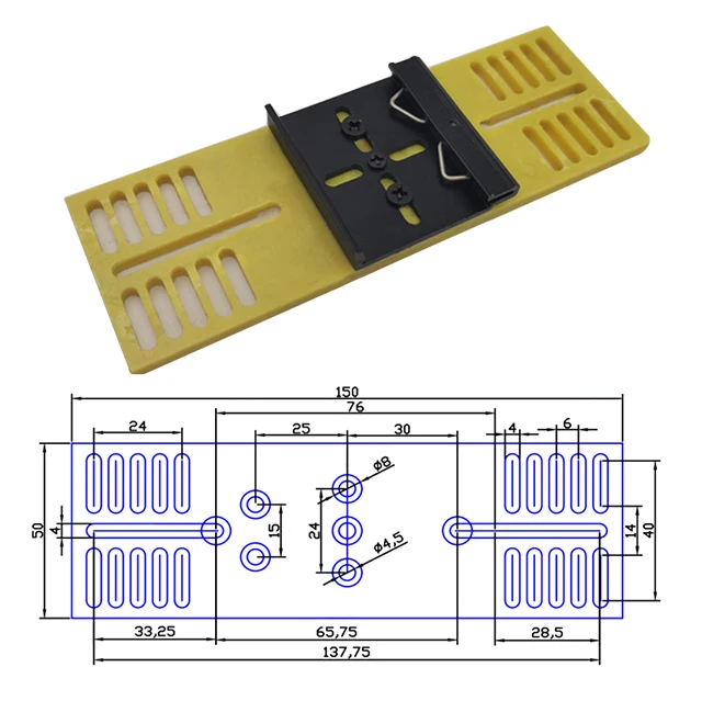 Universal Din Rail Kit,Din Rail Plates With Slots for Adjustable 35mm Rail Fixed Installation C45 Bracket