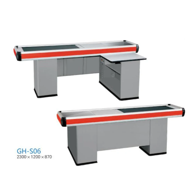 Wholesale Multifunctional Retail Counter Desk Cashier Supermarket Checkout Counter With Conveyor Belt