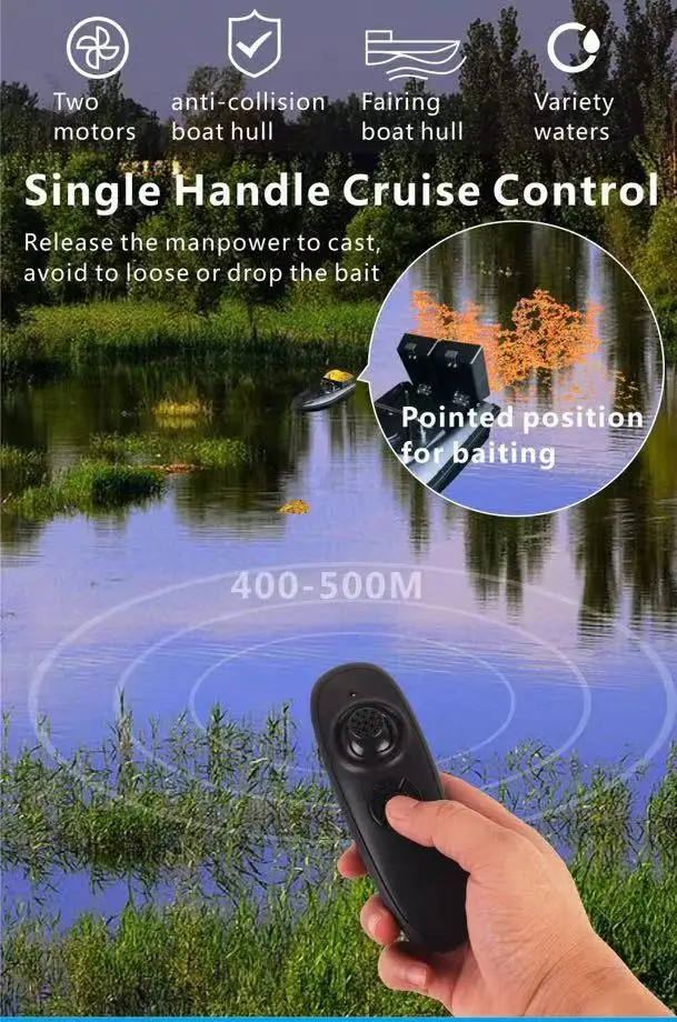 NEWRGY New Bait Boat 5200mah 1.5kg Bait Loading 2 pcs Hoppers Rc Boat Fishing Bait