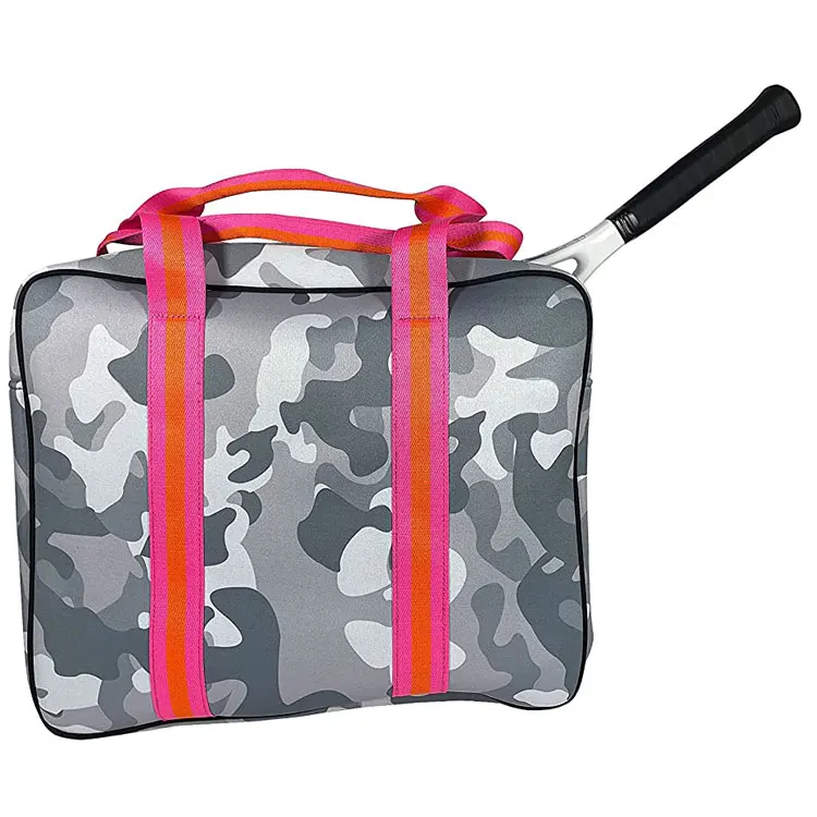 Neoprene beach tennis racket handbag fashion camo grey racquet padel neoprene tennis racket bag