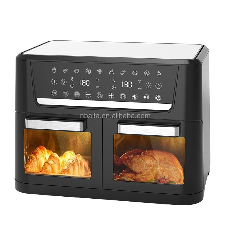 Aifa Factory Customization High Quality Dual air Fryer 4.5L+4.5L Smart Home Appliance No Oil Digital Touch air Fryer with Window