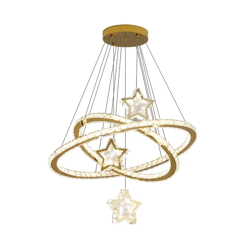 Dining Table Living Room Round Creative Glass Big Pendant Lights Ring Led Luxury Ceiling Chandeliers