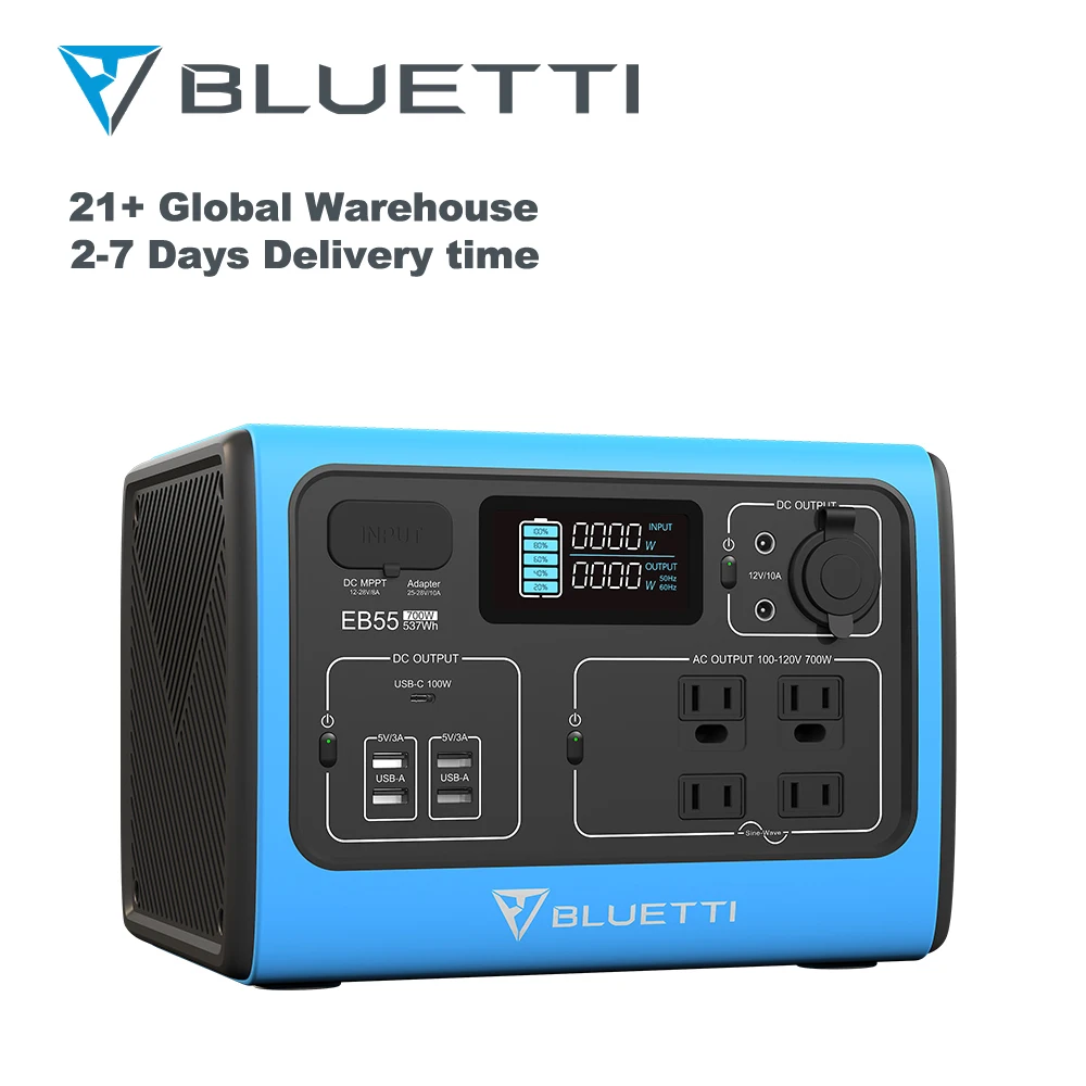 Bluetti EB55 + PV120 батарея солнечные панели Lifepo4 Быстрая зарядка лучший портативный солнечный генератор