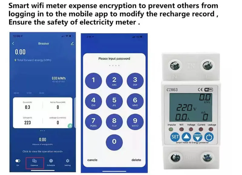 MCB63A TUYA APP WiFi Smart Circuit Earth Leakage Over Under Voltage Protector Relay Device Switch Breaker Energy Power kWh Meter